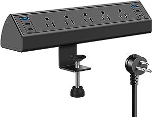 40W Fast Charging Station, Desk Clamp Power Strip with 4 PD USB-C Ports, 5 AC Outlets and 6ft Cor... | Amazon (US)