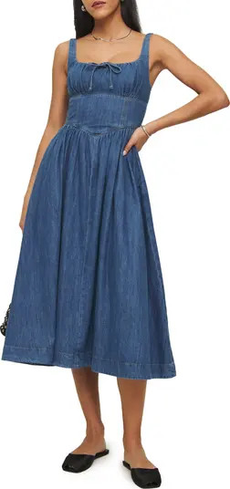 Reformation Balia Denim A-Line Midi Dress | Nordstrom | Nordstrom