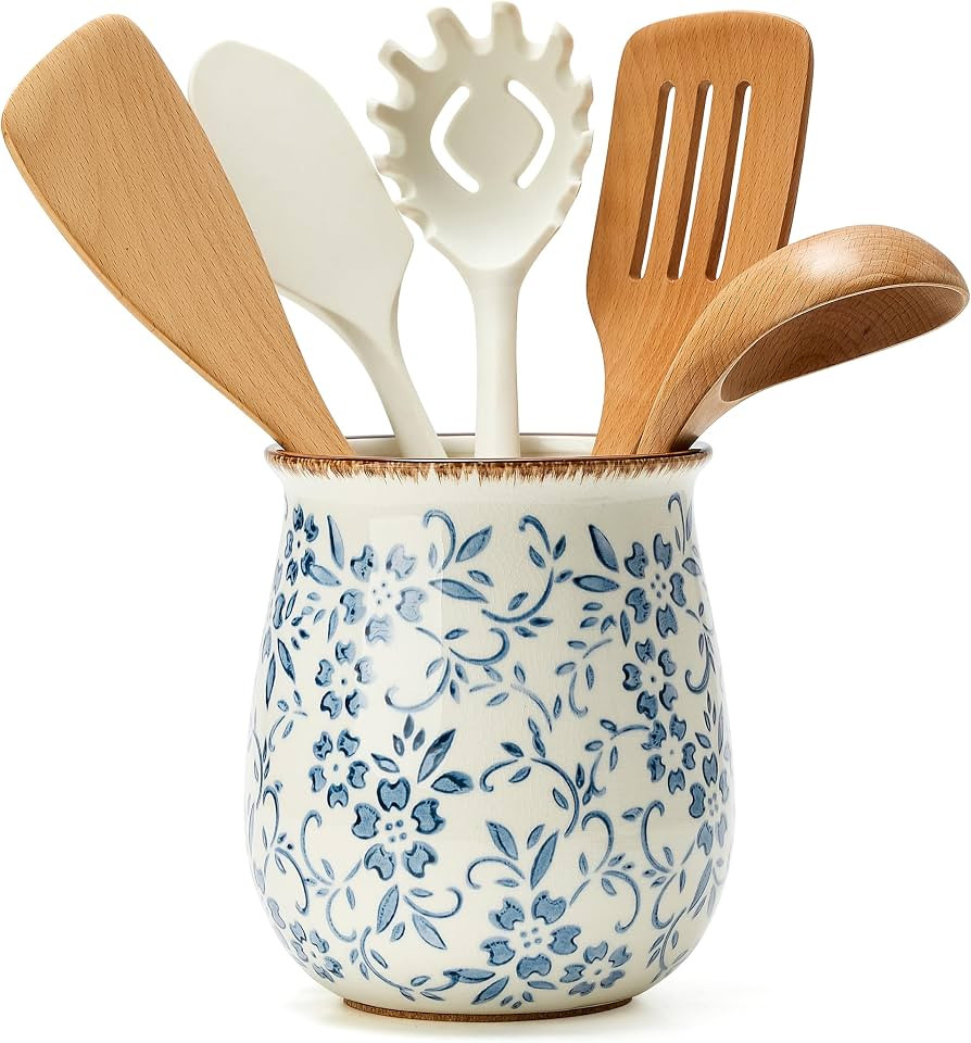 Utensil Holder for Kitchen Counter, Modern Farmhouse Cooking Utensil Holder and Crock Home Kitche... | Amazon (US)