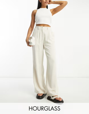 ASOS DESIGN Hourglass linen dad pants in stone | ASOS (Global)