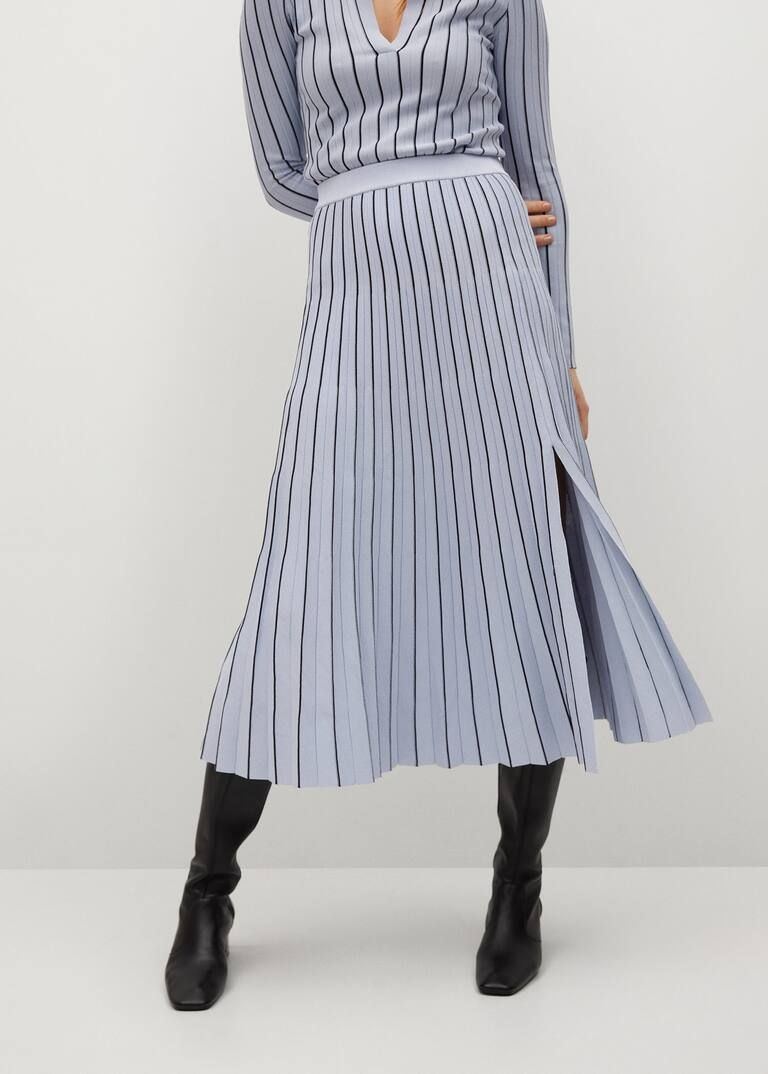 Stripes pleated skirt -  Women | Mango USA | MANGO (US)