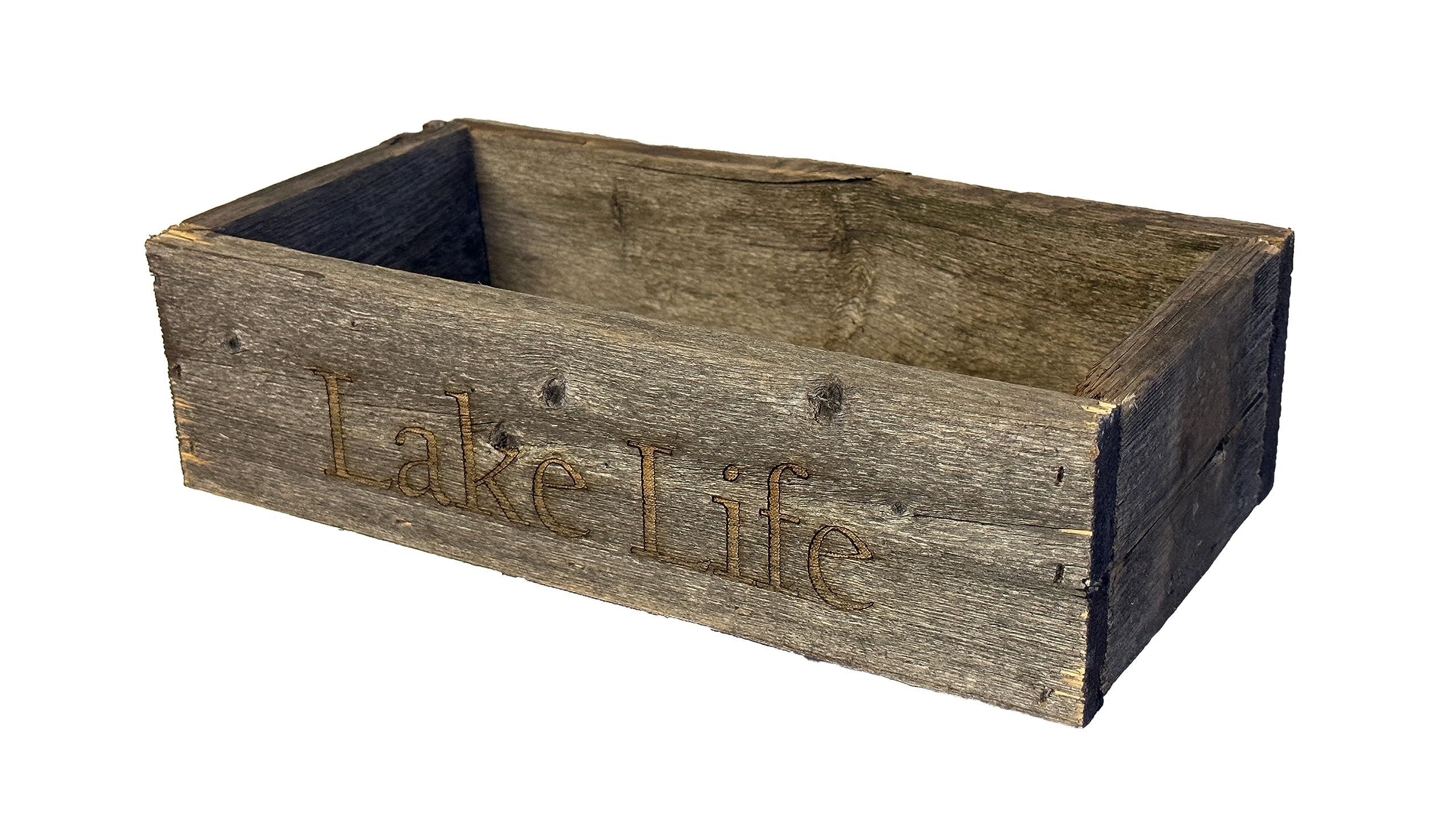 Decorative Barnwood Box | Authentic Weathered Wood Box for Table Decoration, Weddings, Parties, and Home (Lake Life) | Amazon (US)