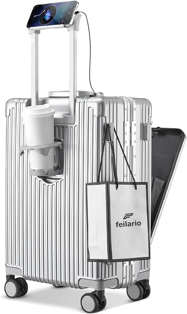 feilario 20in Aluminium Frame Zipperless PC Hard Shell Spinner Wheels Luggage, Built-In TSA lock ... | Amazon (US)