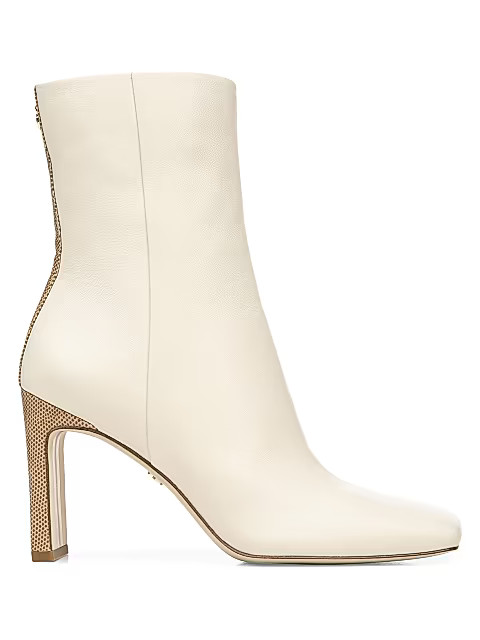 Anika Square-Toe Leather Booties | Saks Fifth Avenue