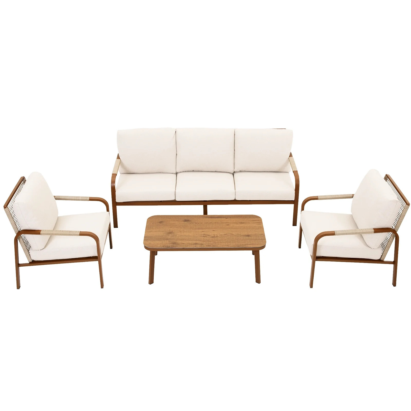 CozyJoy 4-Piece Aluminum Patio Furniture Set with Coffee Table, L-Shaped Outdoor Sofa, Weather-Re... | Walmart (US)