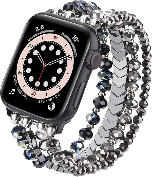 MOFREE Beaded Bracelet Compatible with Apple Watch Band 38mm/40mm/41mm/42mm, Fashion Elastic Stre... | Amazon (US)