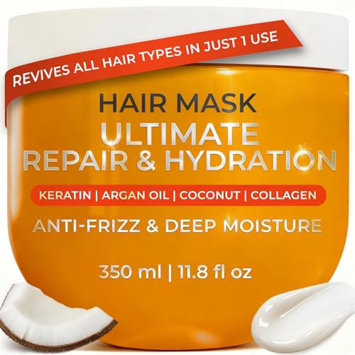 VAO Deep Conditioning Hair Mask for Damaged Hair - Hydrating Hair Mask for Damaged Dry Hair with Argan Oil, Shea Butter, Keratin + Hyaluronic Acid - Hair Repair Treatment for Dry & Color Treated Hair | Amazon (US)