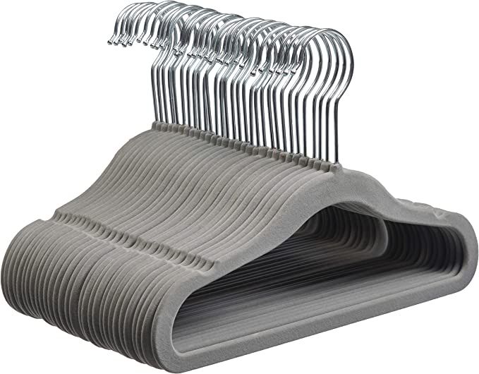 Amazon.com: Amazon Basics Kids Velvet, Non-Slip Clothes Hangers, Gray - Pack of 30 : Home & Kitch... | Amazon (US)