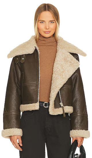 Liv Shearling Jacket in Mocha Brown Napa | Revolve Clothing (Global)