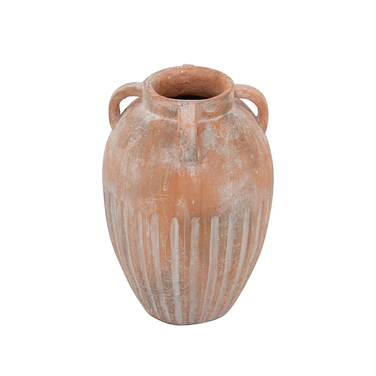 Round Terracotta Vase with Subtle Ribbed Design | Wayfair North America
