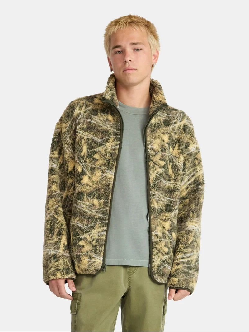 No Boundaries Men's High Pile Fleece Full Zip Jacket, Sizes S-5XL | Walmart (US)