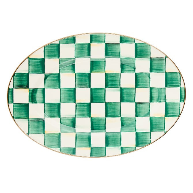 Emerald Check Small Oval Platter | MacKenzie-Childs