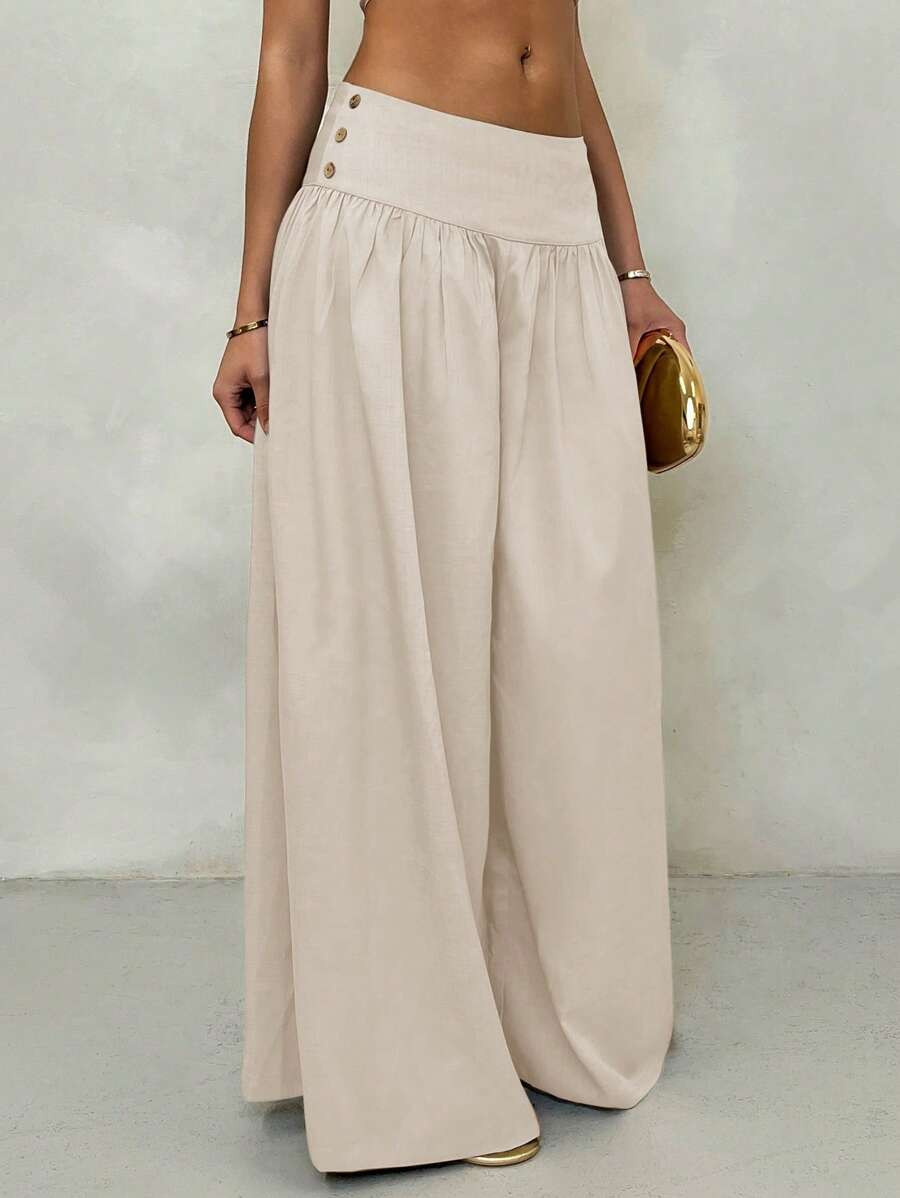 Glamine Vintage Low Waist Wide Leg Pants, Drapey And Slimming Casual Women Trousers Women Pants W... | SHEIN