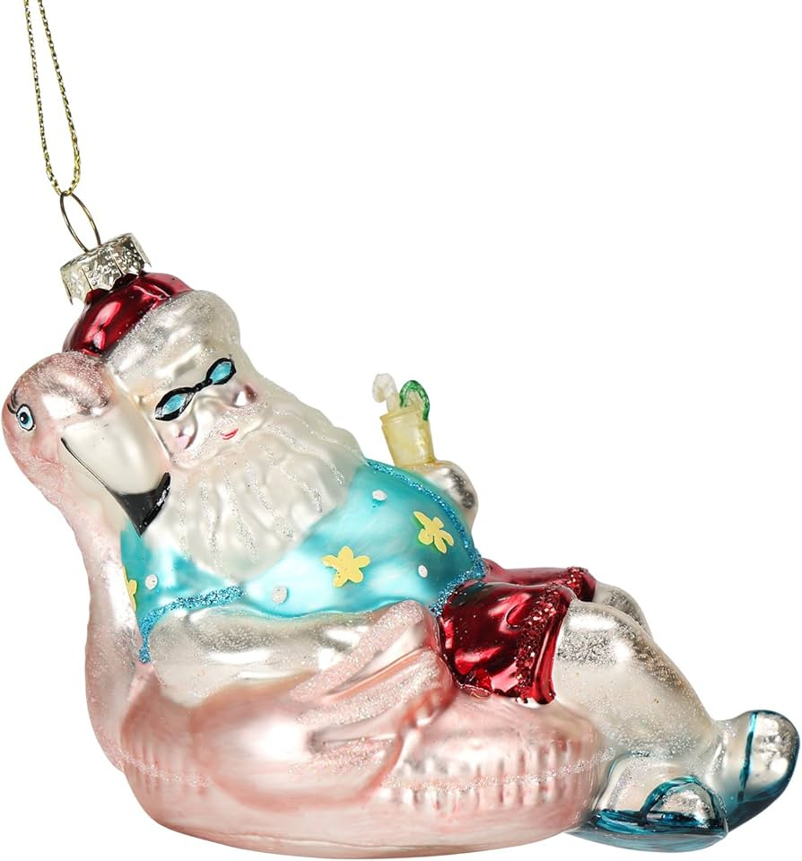 Giftgarden Blown Glass Beach Santa Flamingo Christmas Ornament Hanging Decoration 5.2 Inches | Amazon (US)