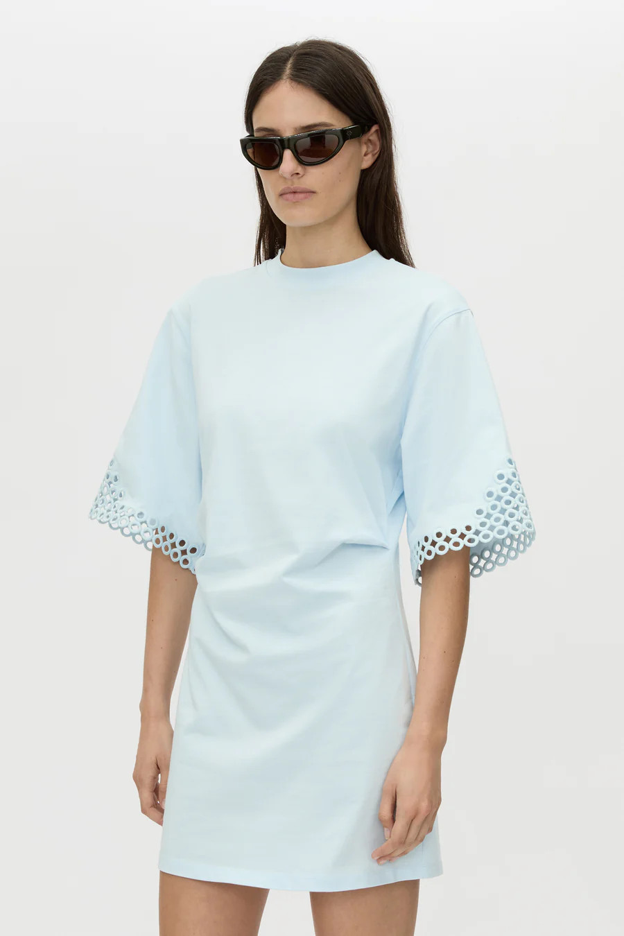 Lolani Embroidered Mini Tee Dress in Ice Blue - CAMILLA AND MARC® C&M | CAMILLA AND MARC (ANZ)