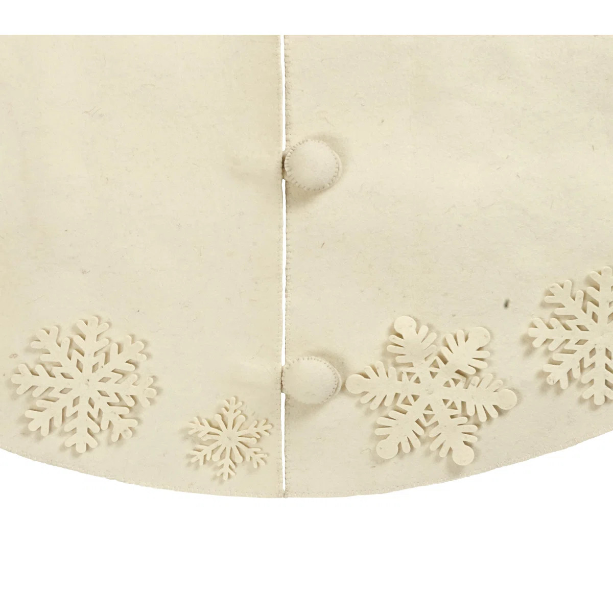 Arcadia Home Pom Poms 72" Handmade Christmas Tree Skirt in Felt - Tacked Snowflakes on Cream | Wa... | Wayfair North America