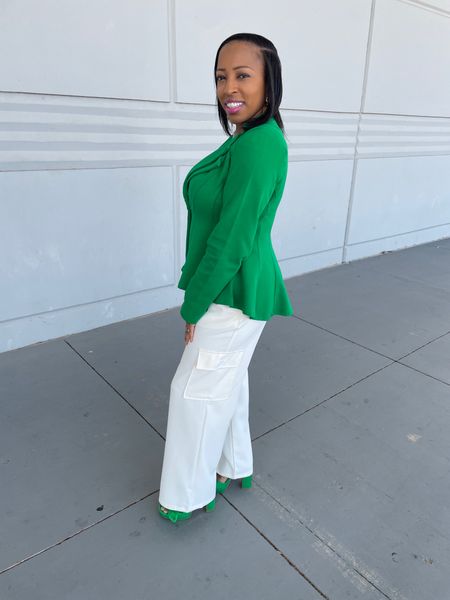 Green peplum blazer and cream cargo pants


#LTKworkwear #LTKstyletip #LTKover40
