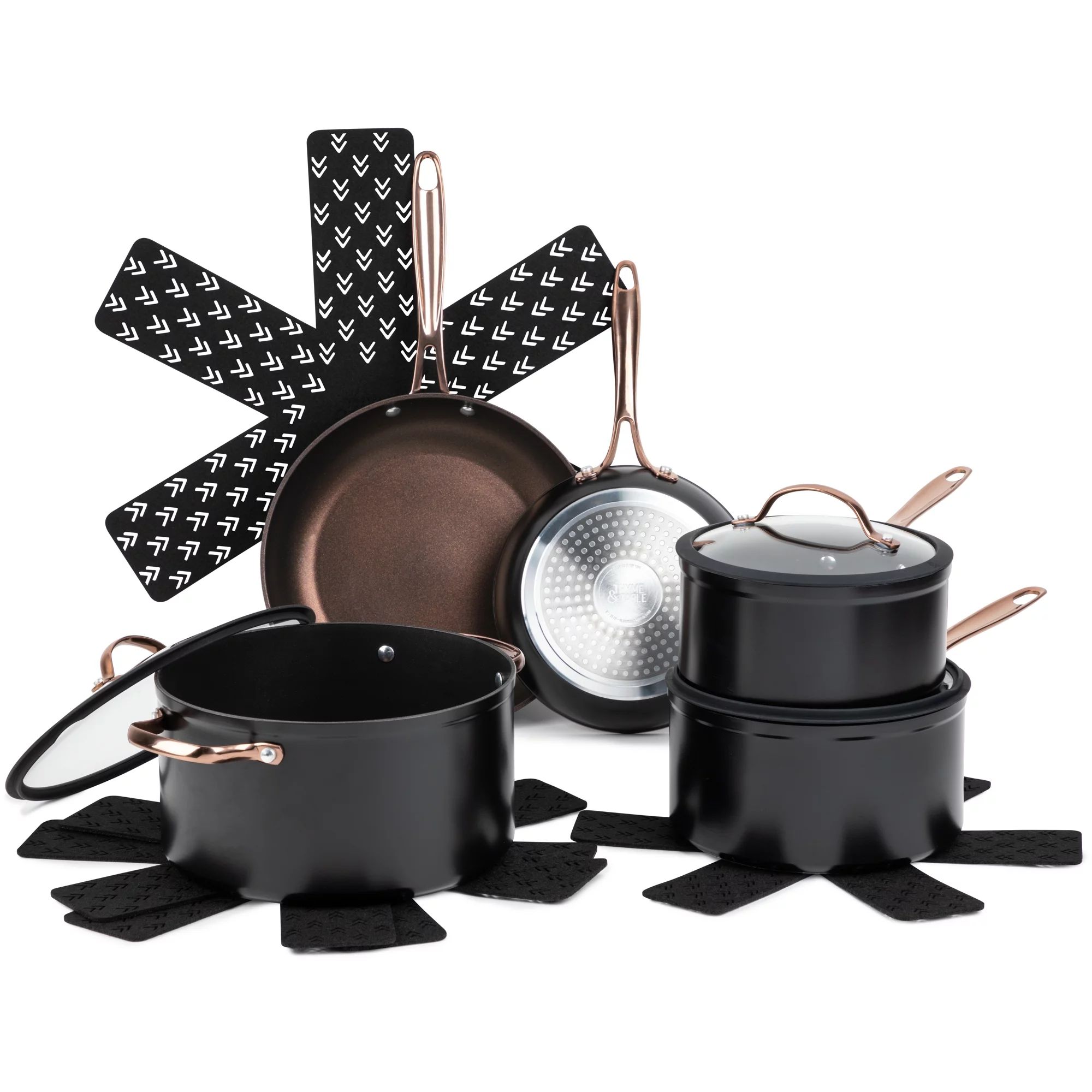 Thyme & Table Nonstick 12-Piece Cookware Set, Rose Gold | Walmart (US)