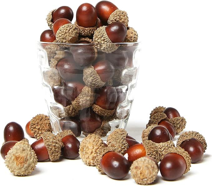 MyGift 100 Pieces Brown Assorted Artificial Acorn Caps, Autumn Vase Filler Decorations | Amazon (US)