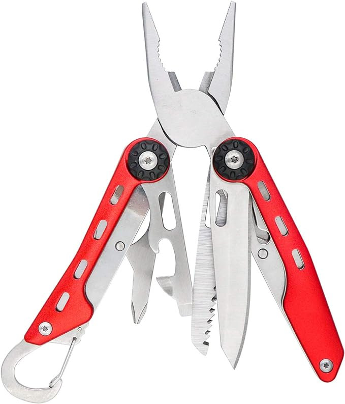 Amazon Basics 10-in-1 Stainless Steel Multitool Safety Lock with Nylon Sheath, Red | Amazon (US)