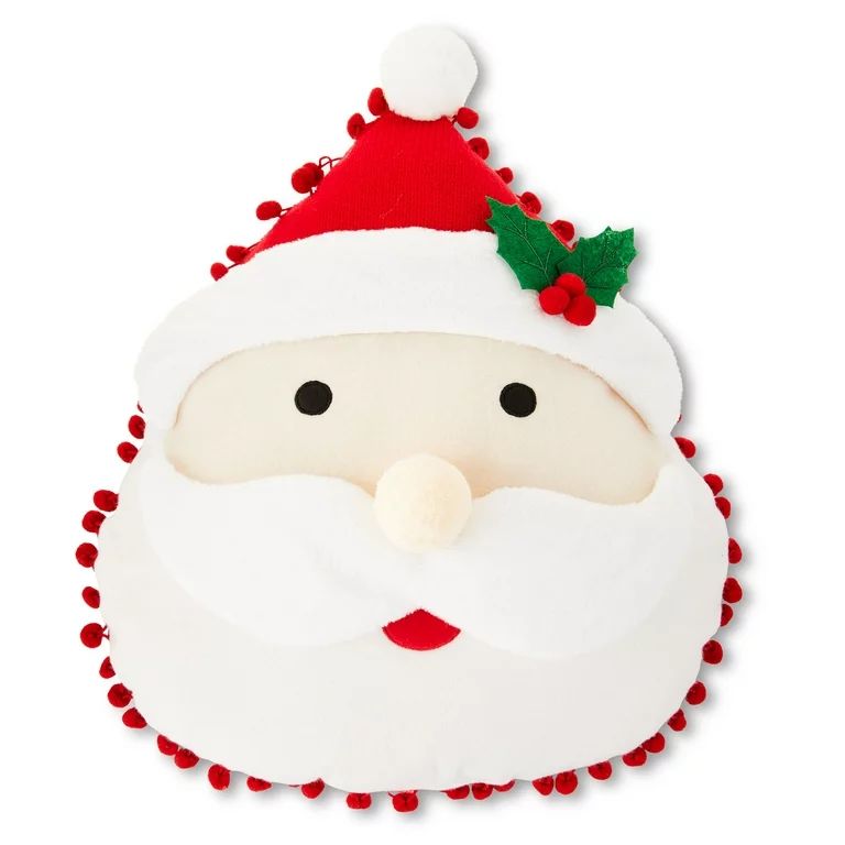 Santa Shaped Christmas Decorative Pillow, 12 in x 15 in, by Holiday Time - Walmart.com | Walmart (US)