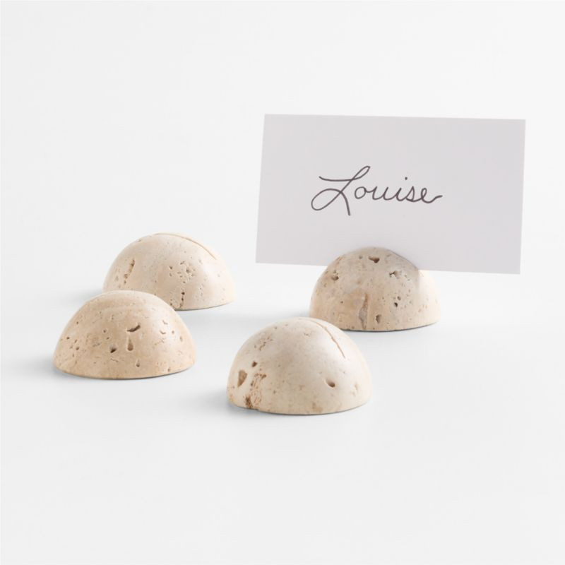 Travertine Round Placecard Holders, Set of 4 + Reviews | Crate & Barrel | Crate & Barrel