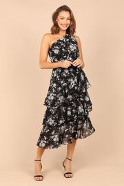 Brigette One Shoulder Tiered Maxi Dress - Black Floral | Petal & Pup (US)