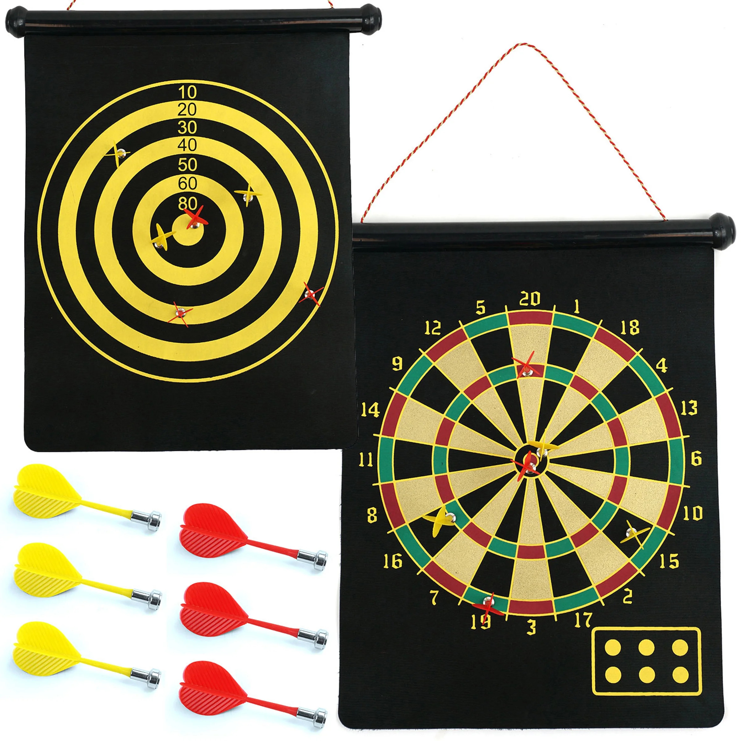 Magnetic Dart Board – Hanging Reversible Dartboard and Bullseye Game with 6 Magnetic Darts – ... | Walmart (US)
