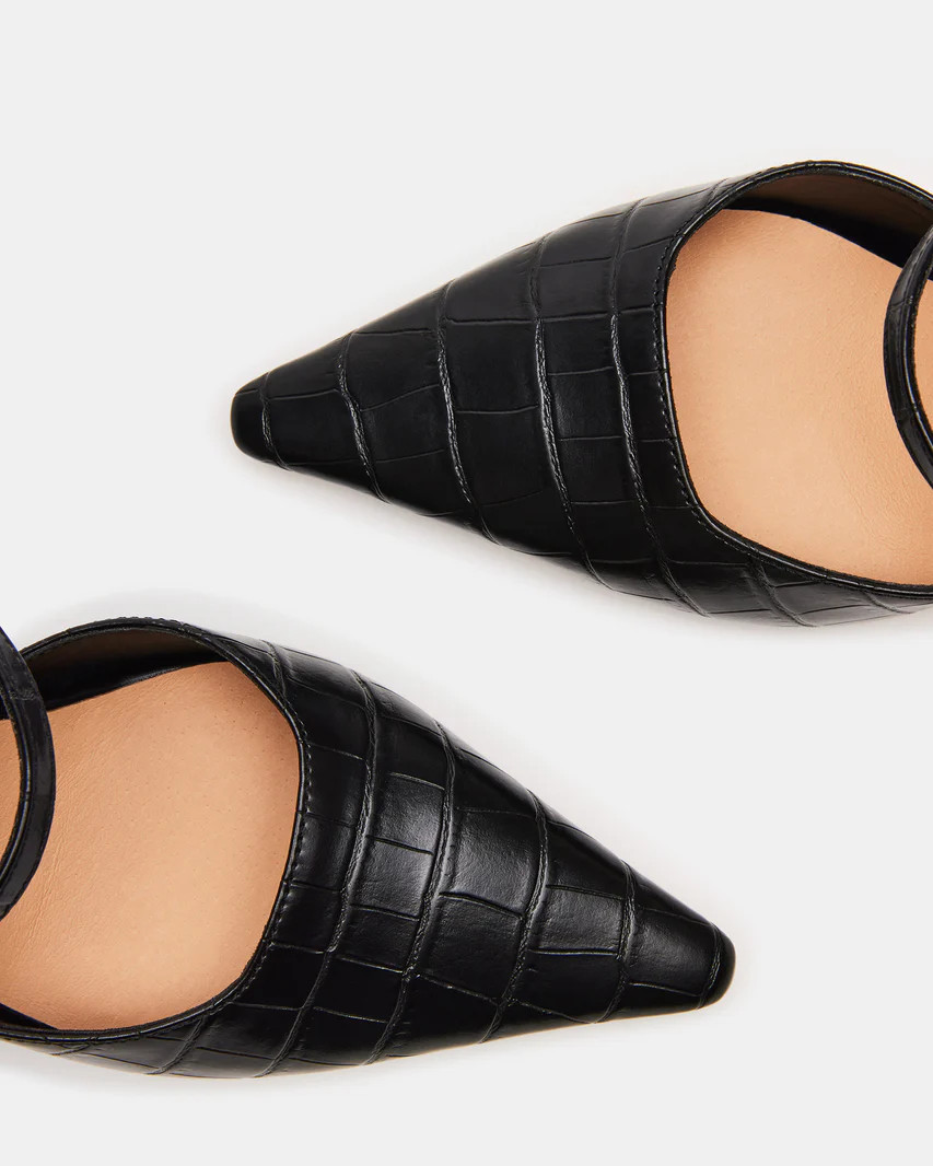 BRECKI Black Crocodile Pointed Toe Mule Pump | Women's Heels | Steve Madden (US)