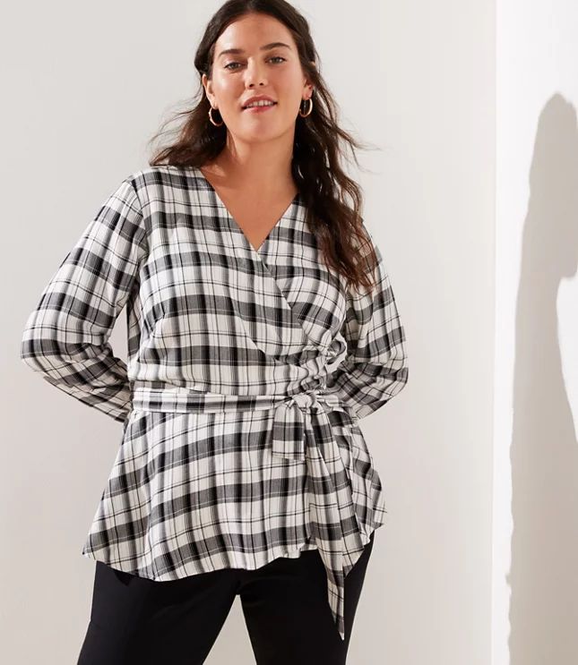 LOFT Plus Plaid Wrap Top | LOFT | LOFT