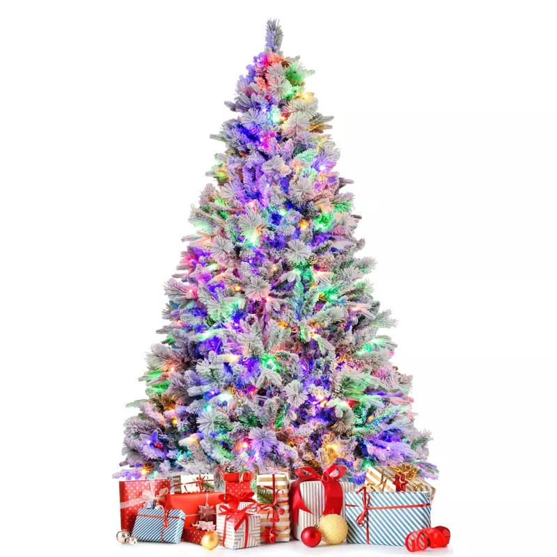 Tangkula 4.5/6/7 FT Pre-lit Artificial Christmas Tree, Snow-flocked Xmas Tree with 160/240/320 Mu... | Target