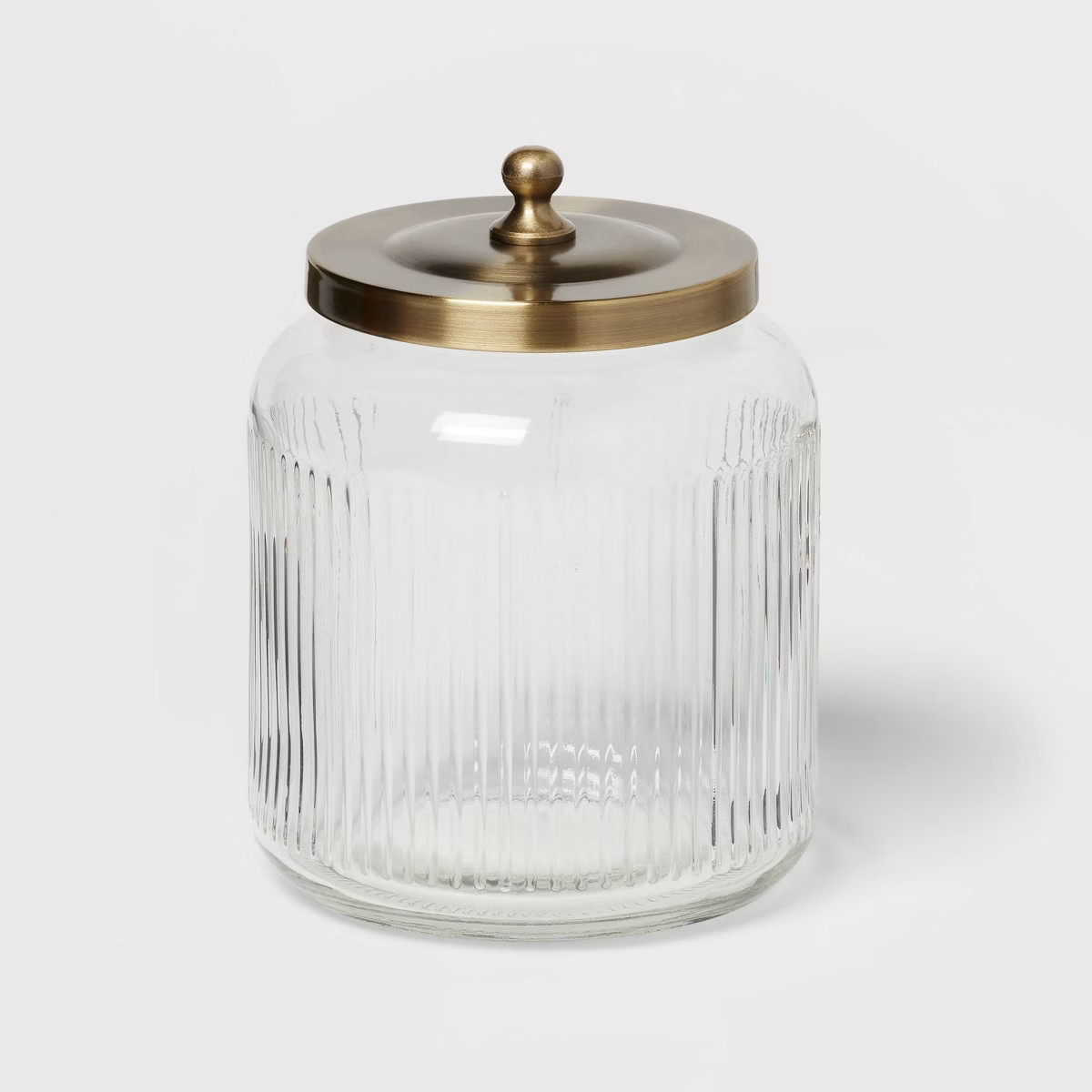 Medium Glass Bath Canister Brass - Threshold™: Elegant Storage Jar with Lid for Bathroom Organi... | Target