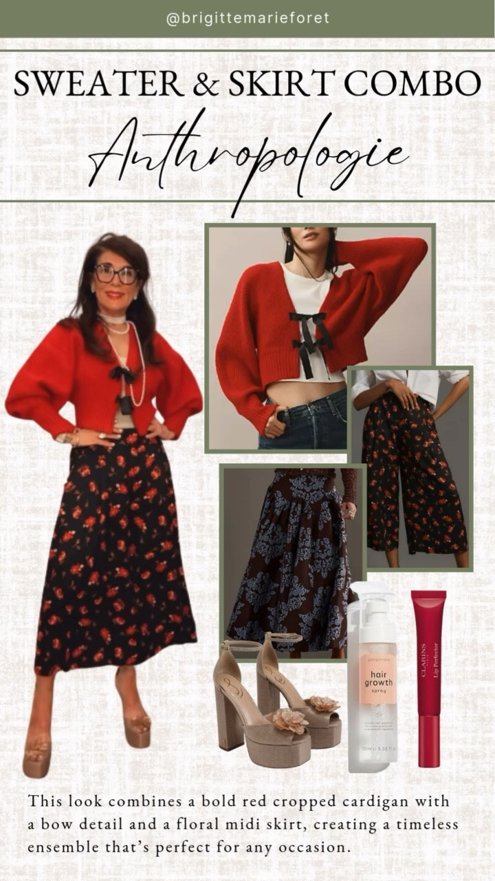 You know I love pieces that bring both charm and versatility to a wardrobe, and this sweater and skirt combo from Anthropologie is right up my alley. The bold red cropped cardigan with that sweet bow detail, paired with a flowy floral midi skirt, creates an outfit that’s not only eye-catching but also endlessly wearable. I can picture myself styling this for a full day—morning coffee, a lunch meeting, and even a casual dinner out.
This set is exactly the kind of timeless look I love to help clients find, pieces that fit seamlessly into every part of their day.


#LTKWorkwear #LTKStyleTip #LTKTravel