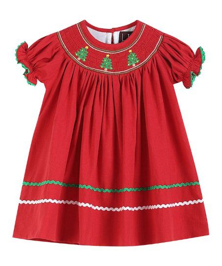 Red & Green Christmas Tree Bishop Dress - Infant, Toddler & Girls | Zulily