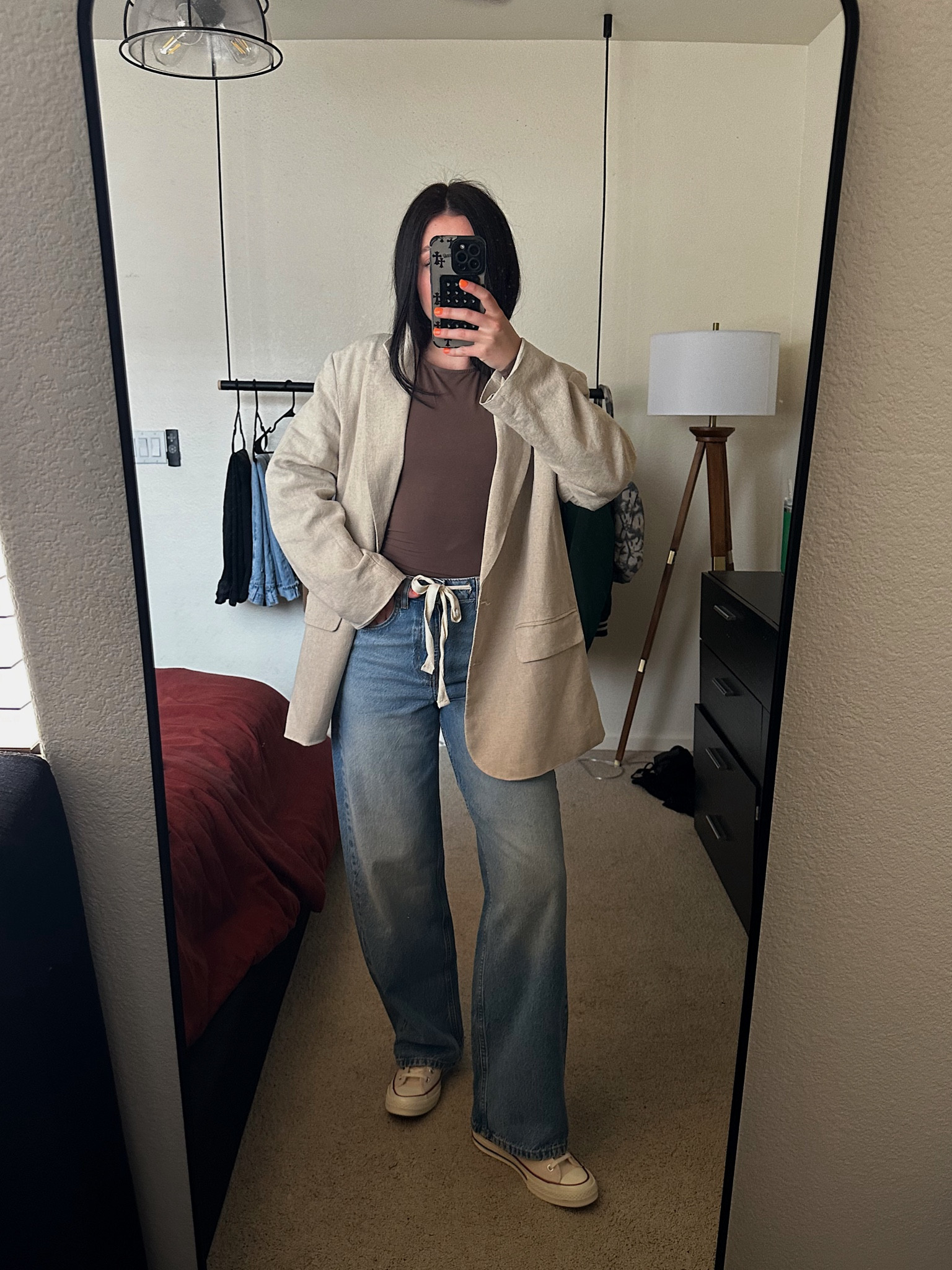 Pants run TTS! 
Blazer in size large 