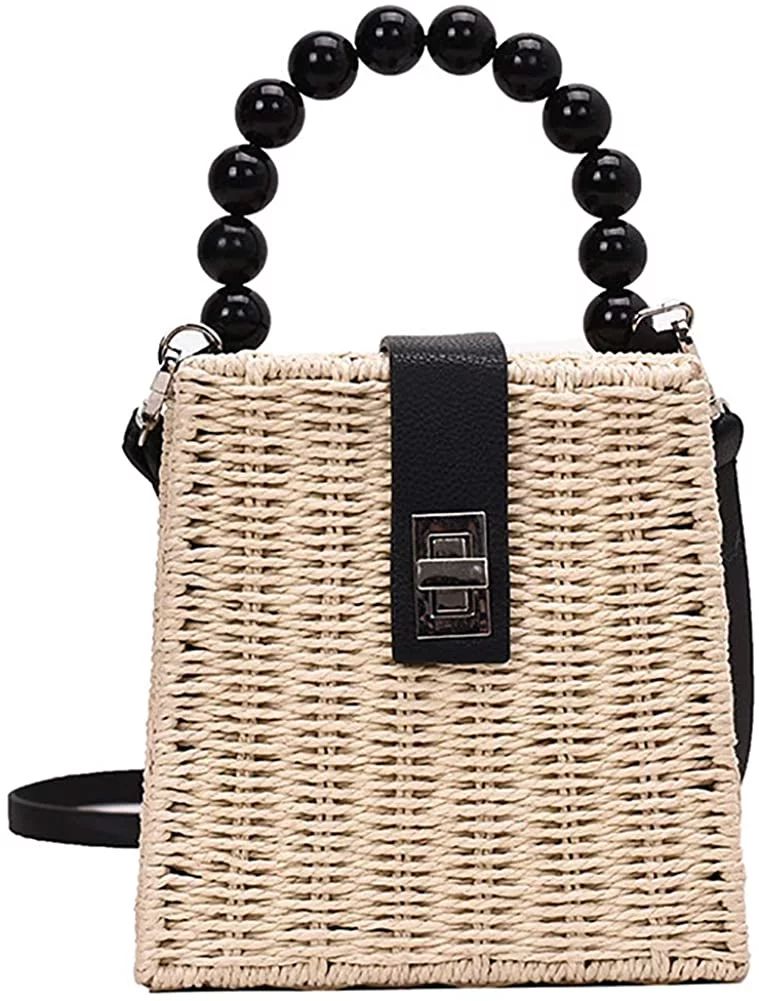 YOUI-GIFTS Women's Bucket Drawstring Handbag Straw Shoulder Bag Straw Weave Crossbody Handbag Bea... | Walmart (US)