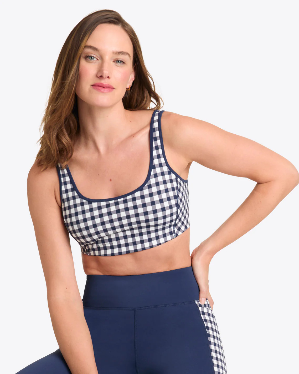Sports Bra in Navy Gingham | Draper James (US)