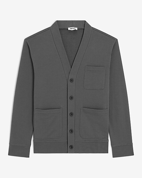 Conscious Edit Solid Gray Cardigan Sweatshirt | Express