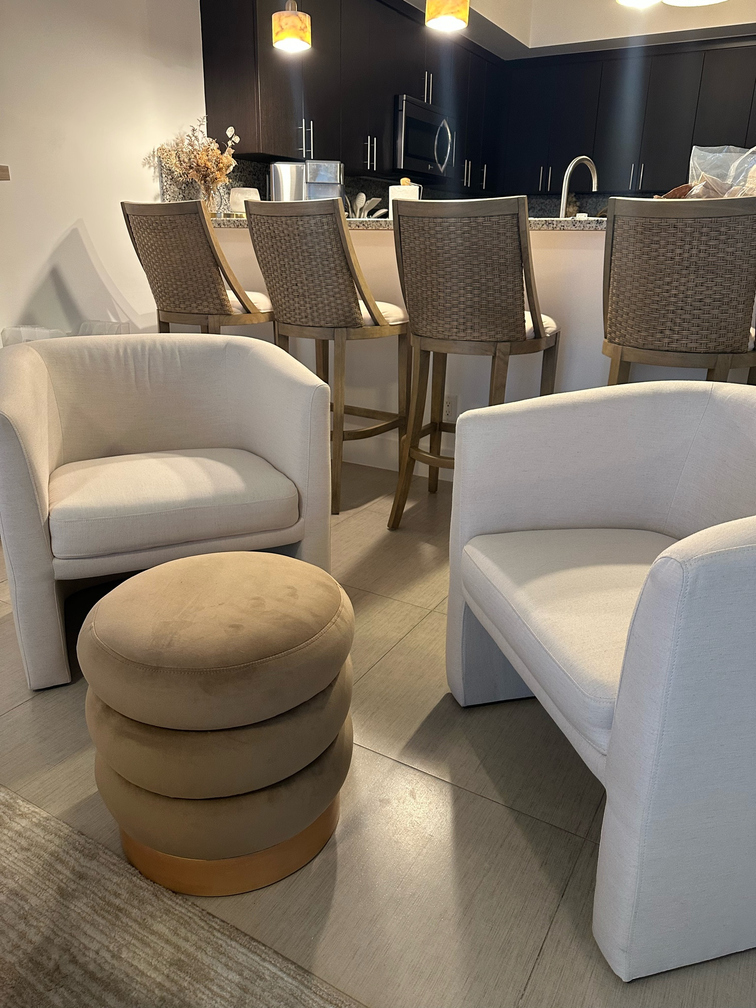 Best barrel chairs and ottoman combo! 

#LTKhome