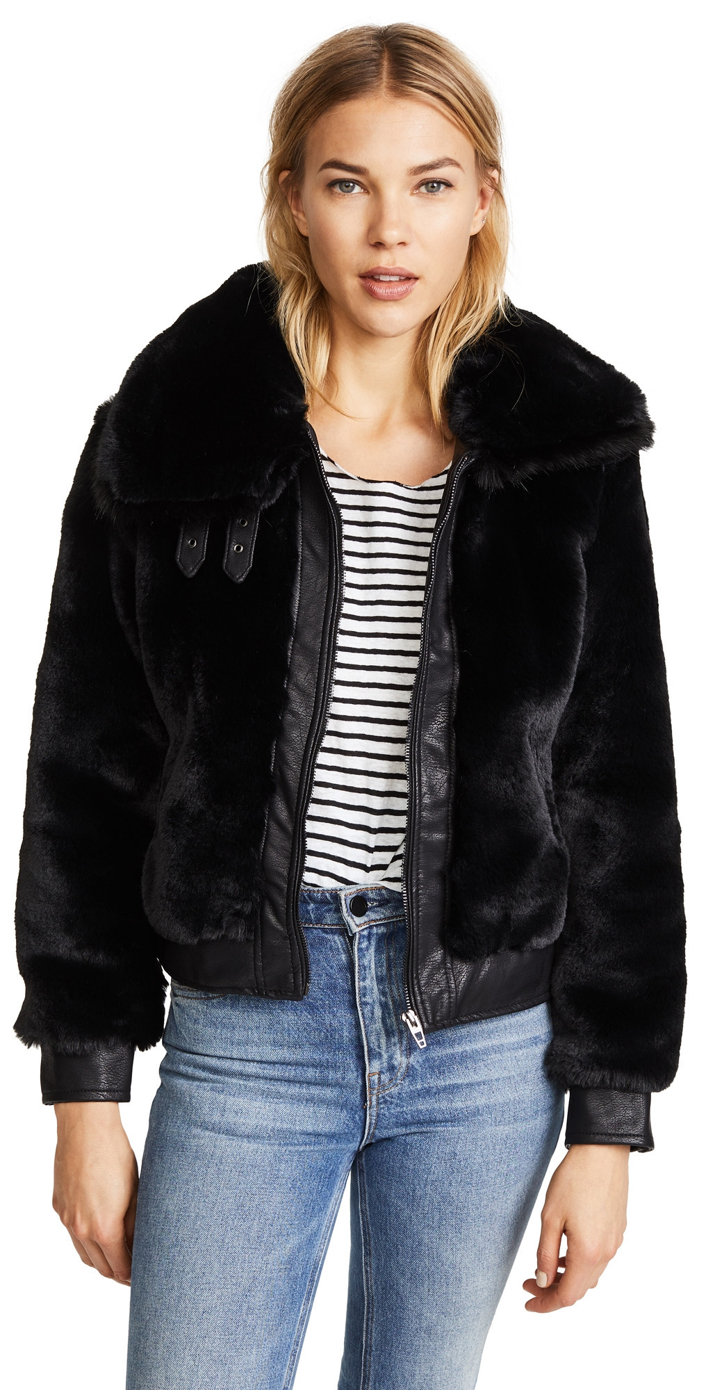 BLANKNYC Black Noise Faux Fur Coat Black L | Shopbop