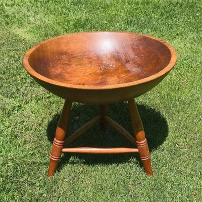 Antique Cherry Wood dough Bowl yarn holder Primitive Folk Art Country Rustic | eBay | eBay US
