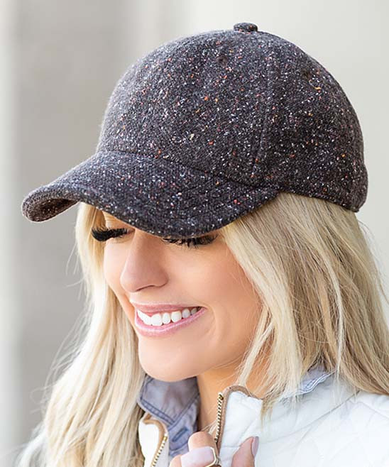 Aili's Corner Women's Baseball Caps Black - Black Tweed Baseball Cap | Zulily