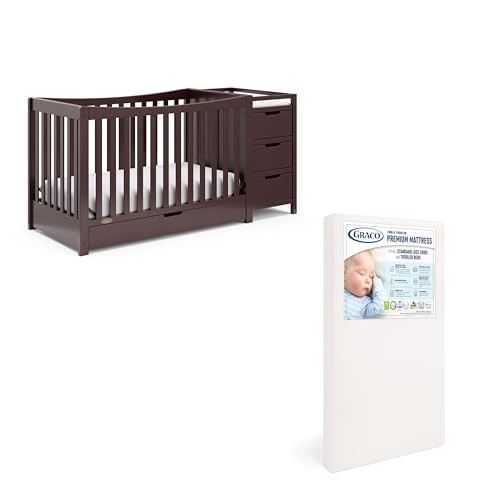 Graco Remi 4-in-1 Convertible Crib & Changer (Espresso) - with Graco Premium Foam Crib & Toddler Mattress | Amazon (US)