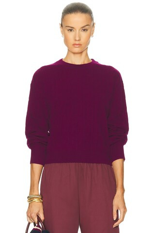 Guest In Residence Cable Collegiate Crew Sweater in Purple | FWRD 