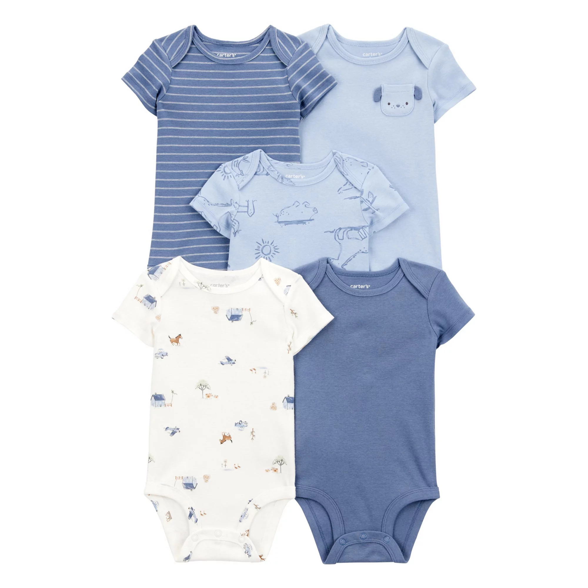 Baby Boy Carter's 5-pk. Short Sleeve Cotton Bodysuit Set | Kohl's