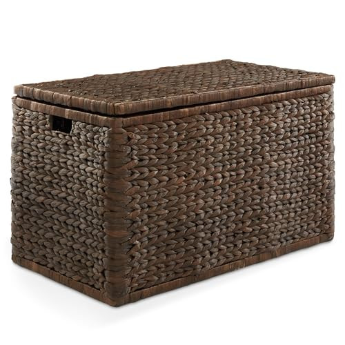 Casafield 30" Storage Chest with Lid, Handles, and Safety Hinge - Espresso, Water Hyacinth Wicker Storage Trunk for Entry Way, Living Room, Bedroom | Amazon (US)
