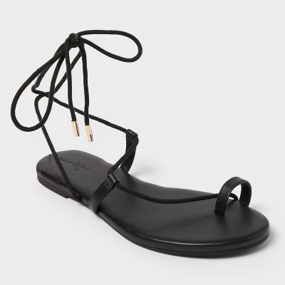 Women's Ivana Footbed Toe Ring Sandals - Universal Thread™ Black 8.5: Cushioned Adjustable Stra... | Target
