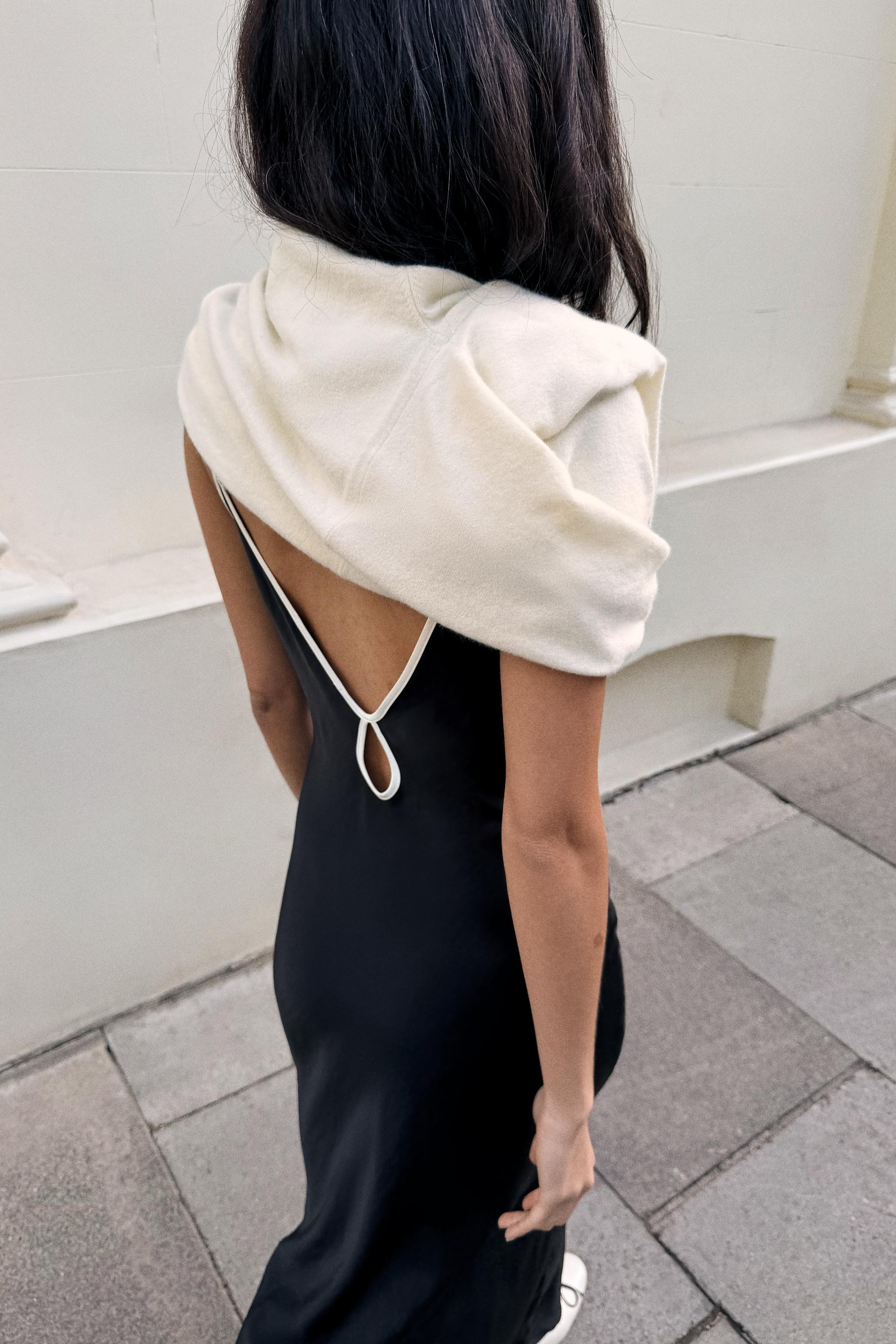 SATIN MIDI DRESS WITH CONTRAST TRIM | Zara US