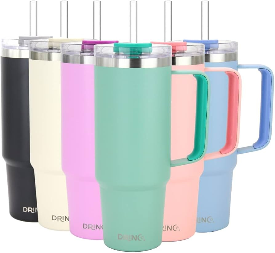 Drinco 40oz 30 oz Tumbler with Handle, Straw Lid, Insulated Stainless Steel Travel Mug Water Bott... | Amazon (US)