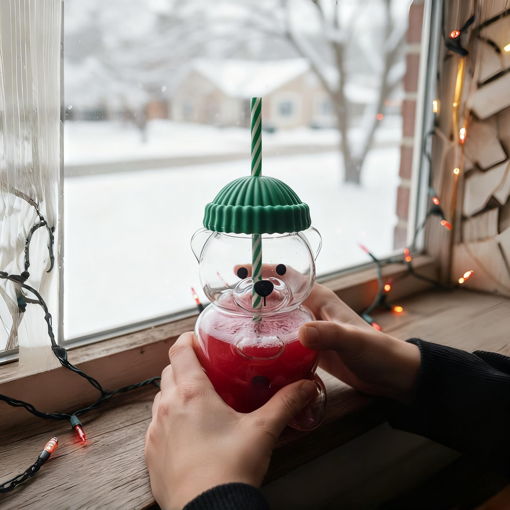 2025 New Bear Straw Cup, Bear Glass Cup With Straw 20oz, Cute Mugs, Winter Customized Home Cup wi... | Amazon (US)